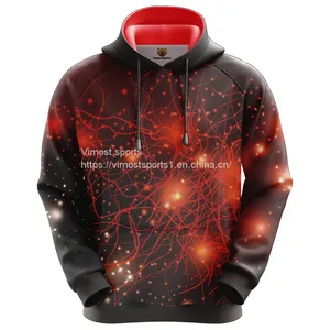 Red Fashion Hoodie With Bright Light Spot and Line Pattern thumbnail-1