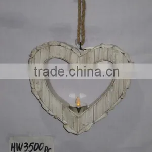 Shabby Chic Heart Shape Wooden Candle Holder for Home Decor.HW3500 thumbnail-2