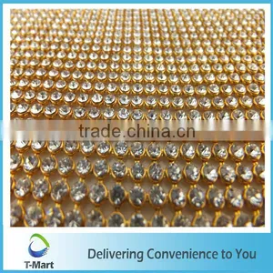 New Fashion Golden Base Iron On Crystal Rhinestone Mesh Trim thumbnail-1