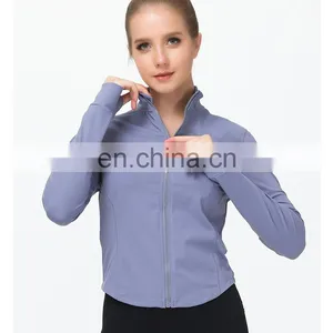 Newest Women's Long Sleeve Yoga Top Sports Casual Workout Gym Coat With Zipper Pockets Anti-bacterial Yoga Jackets thumbnail-1