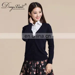 Custom Logo Women's Casual Knitted V-Neck Cashmere Cardigan Sweater With Buttons for Autumn Season With Simple Fashion Element thumbnail-3