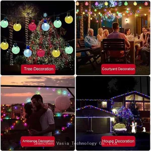 Remote Control Solar Crystal Globe Lights - IP65 Waterproof for Outdoor Yard Garden Christmas Party Decor thumbnail-2