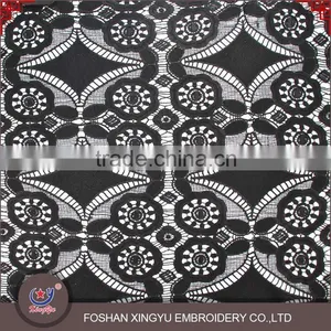 Chinese Factory Custom Pattern American Black Geometric Guipure Lace Water Souble Embroidery Fabric thumbnail-1