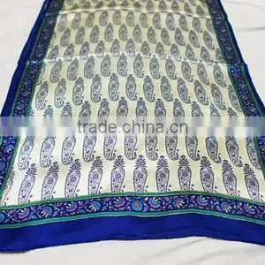 Printed Indian Silk Satin Scarf thumbnail-1