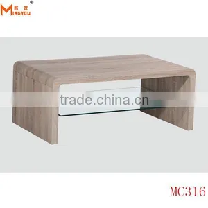 Modern Glass Wooden Coffee Table With Drawers thumbnail-1