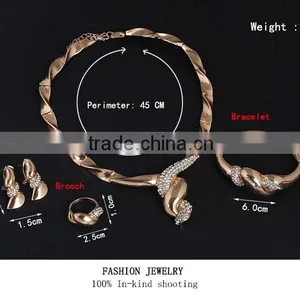 Stylish Gold Plated Jewelry Set For Wholesale,2016 New Design Necklace Jewelry Set Beautiful Jewelry Set thumbnail-4