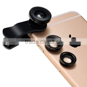 For IPhone Lens 3 In 1 Lens Clips 0.67x Wide Angle/Macro/Fisheye Lens thumbnail-1