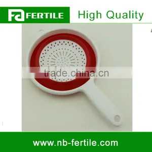 WFZ TV001138 Green Color Food Colander Collapsible Silicone Kitchen Sink Strainer With Handle thumbnail-4
