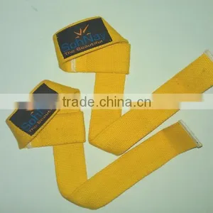 Yellow Weight Lifting Straps Made by Heavy-Duty Cotton With & Without Padding thumbnail-2