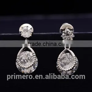 18K White Gold Filled Hot Cubic Zircon Women Earrings Dangler Bali Jewelry thumbnail-6