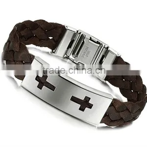 Fashion Jewelry New Design Handmade Braided Leather Bracelet With Metal thumbnail-1