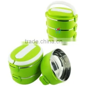 2014 New Design Printed Bento Stainless Steel and PP Plastic Lunch Box 3 Tiers With Buckle thumbnail-2