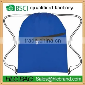 Wholesale Polyester Foldable Drawstring Backpack With Zipper Rucksack thumbnail-1