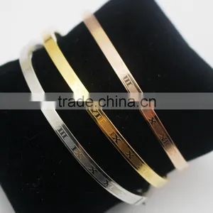 Fashion 3Colors Rose Gold Roman Numeral Stainless Steel Bracelet thumbnail-3