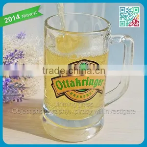 Ottakringer Clear Heavy Beer Drinking Glass Stylish Crystal Glass Tumbler Beer Mug With Handle thumbnail-1