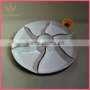 7 Pieces Porcelain Dish With Wooden Tray thumbnail-1