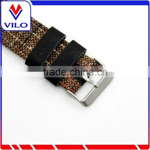 Canvas Fabric Genuine Leather Watch Band Wrist Strap For Apple Watch, For Apple Watch Band 38mm 42mm thumbnail-5