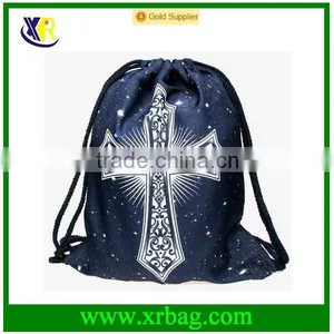 Student Daypacks Print Sword Backpack Travel Sports Bag Wholesale Nylon Drawstring Bag thumbnail-1