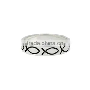 Fish Pattern Design Sterling Silve Purity Ring For Guys & Girls thumbnail-1