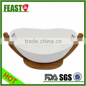2015 Hot Selling Supermarket Table Ware Ceramic Fruit Bowl With Bamboo Shelf Quality Choice thumbnail-1