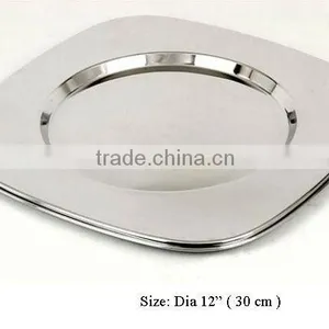 Square Silver Charger Plate, Steel Charger Tray, Decorative Plate thumbnail-1