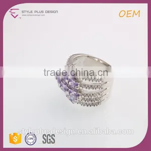 R63483K01 Women Gay 925 Sun Silver Ring Engraving Machine Amethyst Square Cut 5 Layer Gemstones 18K Platinum Plated Rings thumbnail-1