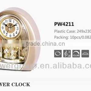 Quartz Table Clock With Rotating Pendulum and Music Exquisite Workmanship PW4211 thumbnail-1