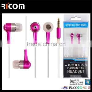 Stylish Metal Earphone,Metal Colorful Metal Earphone,Metal Flat Cable Earphone for Iphone 5-EO3007--Shenzhen Ricom thumbnail-1