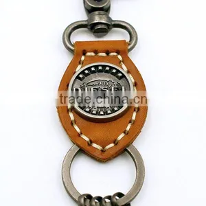 Custom 3D Logo Authentic Leather Key Chain With Snap Hook thumbnail-3