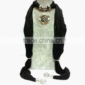 Accessory Scarf With Jewelry Pendant thumbnail-1