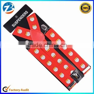 Fashion Design Red Printed Wide Adjustable Braces Adult Suspender thumbnail-1