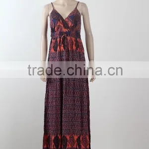 Wholesale Maxi Dress Sex 2016 New Fashion Design Printed Spaghetti Strap Maxi Dress thumbnail-1