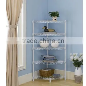 New White 5-Tier Corner Rack Display Shelf Kitchen Storage Wire Shelf thumbnail-1