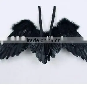 Children's Unisex Black Spread Feather Angel Wings thumbnail-2
