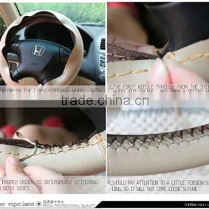 Manufacturing Good Quality 100% Real Leather Steering Wheel Cover for Cars thumbnail-1