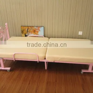 Single Pink Folding Metal Bed thumbnail-1