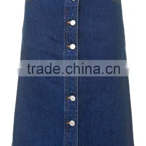 Girls Knee Length Denim Skirt Open Front Button Front Midi Length Skirt thumbnail-1