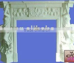 Cultured White Marble Corner Fireplace With Statue thumbnail-1