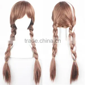 FR0ZEN Long Braided 80cm Blonde Queen Elsa And 70cm Brown Princess Anna Adult Anime Cosplay Synthetic Head Hair Women's Wigs thumbnail-3