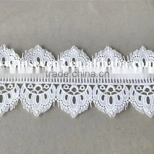 100 % Polyester New Fancy Embroidery Lace Trim,scallop Lace Trim, Eyelash Crochet Lace Trim in White thumbnail-2