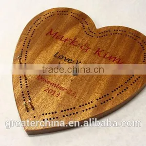 Hear Shape Wood Cribbage Board thumbnail-1