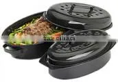 Chicken Baking Oval Enamel Roaster Pan Ovenware thumbnail-3