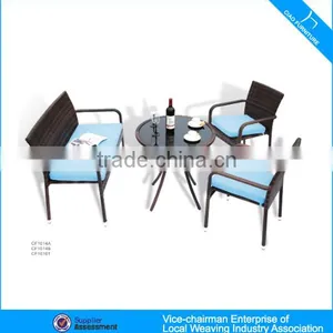 Outdoor Rattan Furniture Cafe Set Coffee Table And Chairs thumbnail-1