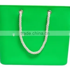 Silicone Beach Handbag With Cotton Rope Handle&Silicone Beach Style Handbag&silicone Beach Bag thumbnail-2