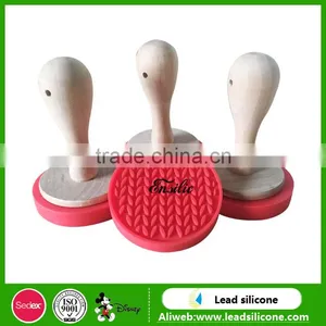 Silicone Cookie Stamp With Wooden Handle,Festivity Style Pink Silicone Cookie Stamp thumbnail-3