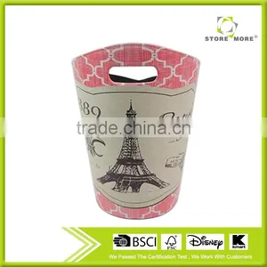 Eiffel Tower Printed Faux Leather Trash Can thumbnail-1