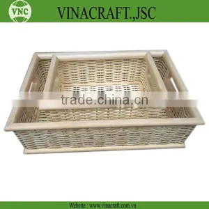 Natural Rattan Basket With Wooden Frame thumbnail-1