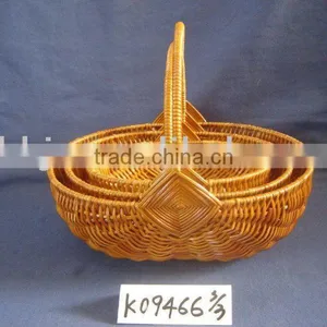 Egg Shaped Gold Rattan Woven Shopping Basket With Handle thumbnail-1
