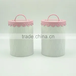 Powder-Coated Retro Metal Embossed Dianond Tea Coffee Sugar Storage Canister,Bread Bin,Cake Tin thumbnail-3