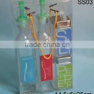 New Design 4 Pcs Glass Condiment Set With Decal for Oil & Spice thumbnail-1